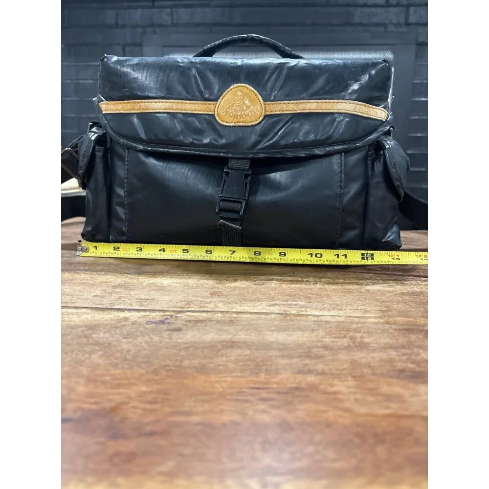 Vintage Mohawk Padded Camera Bag Black With Yellow Logo Patch & Adjustable Strap